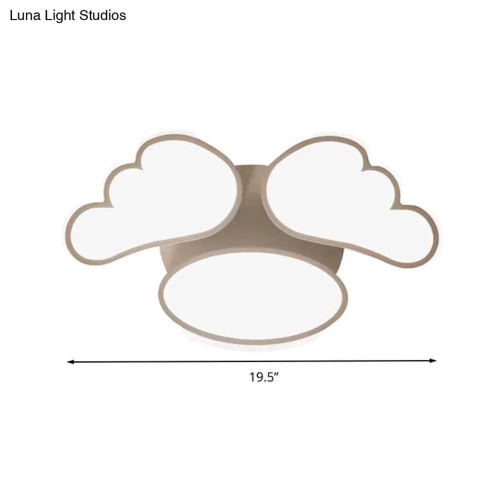 Art Deco Acrylic Flush Mount Ceiling Light - White Angel Design For Kid’s Bedroom