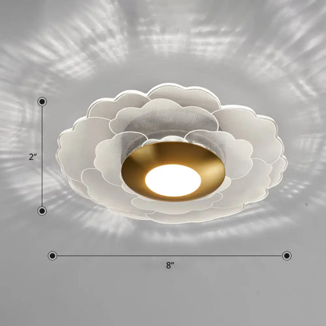 Art Deco Acrylic Led Wall Sconce Light With Clear Flower Design For Living Room / White