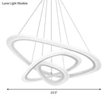 Art Deco Acrylic White Suspension Chandelier For Restaurants: Triangular Loop Design