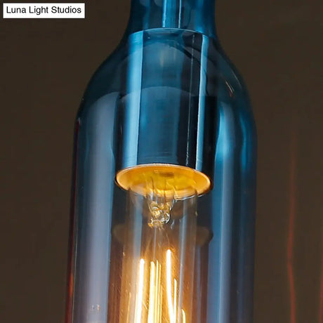 Art Deco Beer Bottle Ceiling Pendant Light | 1-Head Glass Bistro Hanging Lamp