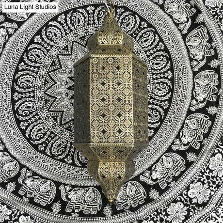 Art Deco Bronze Finish Metal Arab Wall Lamp With Hollowed Out Sconce 1-Light Flush Mount
