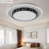 Art Deco Circle Flush Mount Ceiling Light With Acrylic Shade - Ideal For Bedroom Black / 18 White