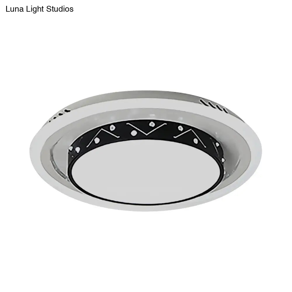Art Deco Circle Flush Mount Ceiling Light With Acrylic Shade - Ideal For Bedroom