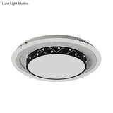 Art Deco Circle Flush Mount Ceiling Light With Acrylic Shade - Ideal For Bedroom
