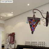 Art Deco Cone Metal Wall Lamp Sconce - Orange/Blue/Purple With Glass Accent Perfect For Living