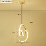 Art Deco Gold Finish Led Suspension Lamp - Interlocking Metal Chandelier For Restaurants