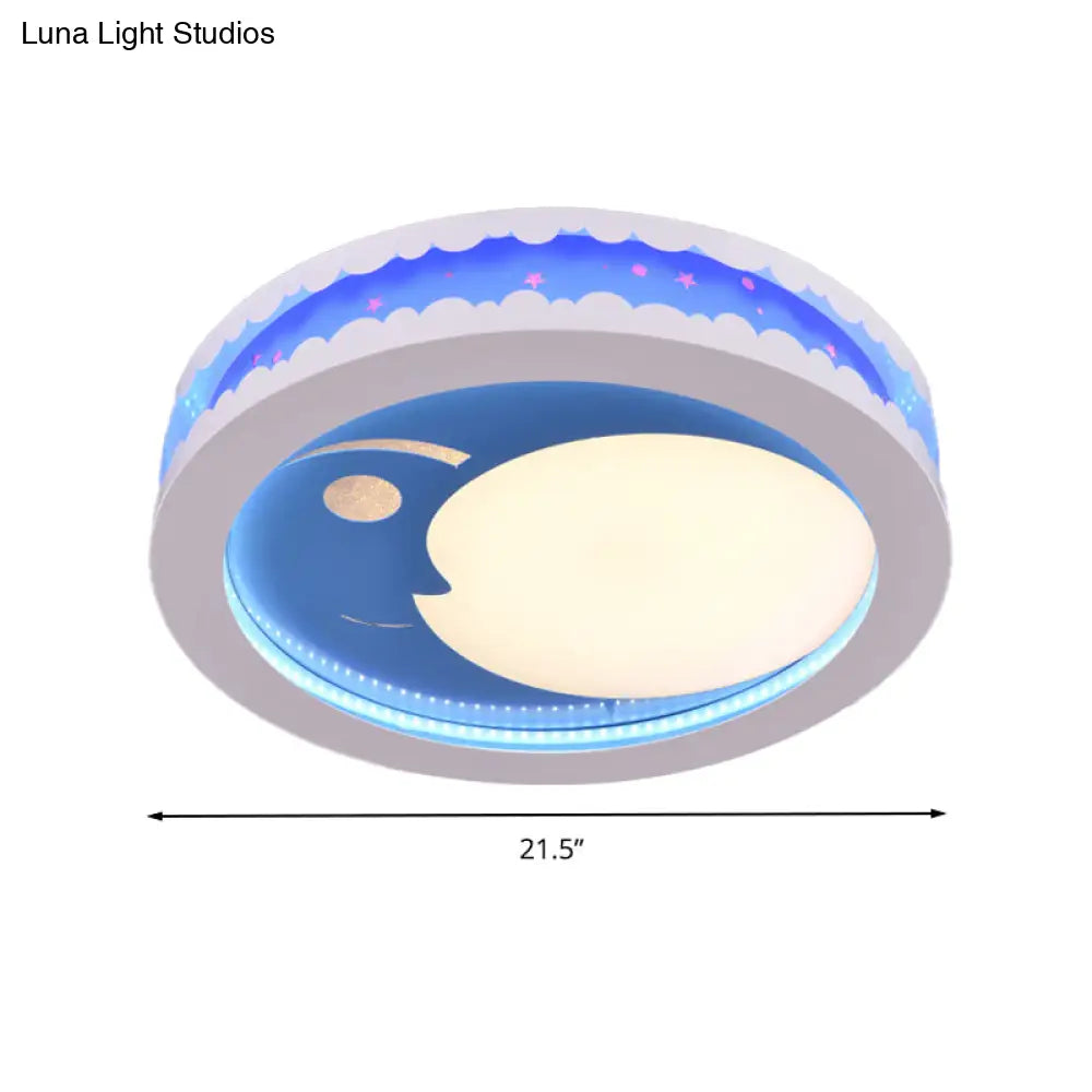 Art Deco Led Flush Ceiling Light For Kids’ Bedrooms - Acrylic Circle Design