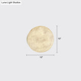 Art Deco Led Sconce Light: White Moon Flush Mount Wall Fixture With Resin Shade