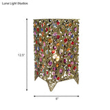 Art Deco Metal Brass/Bronze Table Lamp With Rectangular Shade - Elegant Nightstand Lighting For