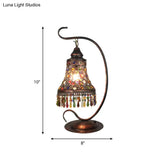 Art Deco Metal Rust Nightstand Lamp - Flared 1 Head Living Room Lighting