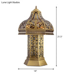 Art Deco Mushroom Task Light Night Table Lamp In Brass - 3 Bulbs Bedroom Décor