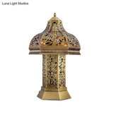Art Deco Mushroom Task Light Night Table Lamp In Brass - 3 Bulbs Bedroom Décor