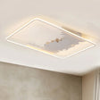 Art Deco Oblong Led Ceiling Flush Light In White/Warm 34.5’/39’ Wide White / 34.5’