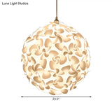 Art Deco Pendant Light With Plastic Globe Shade - White Hanging Ceiling 18/23.5 Width