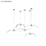 Art Deco Seagulls Hanging Lamp - White 1-Light Resin Material Drop Pendant For Dining Room Decor