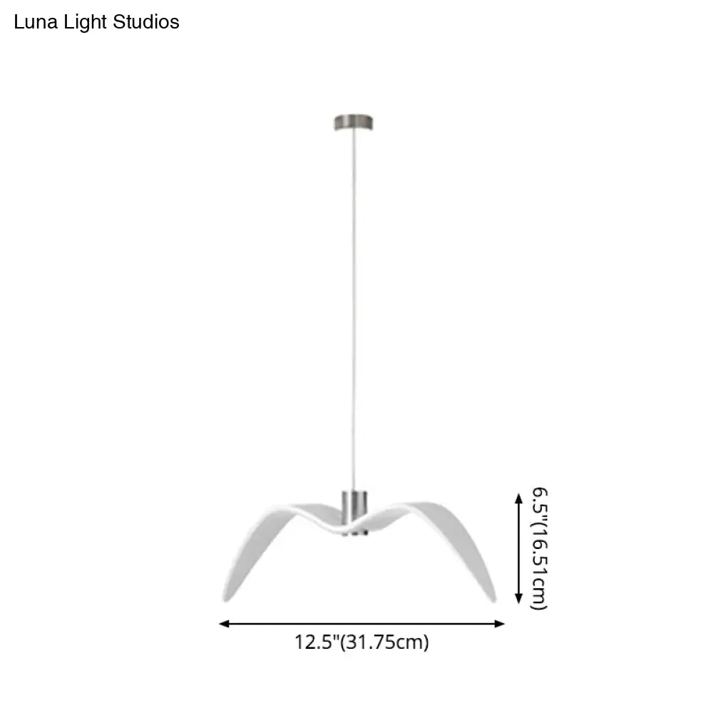 Art Deco Seagulls Hanging Lamp - White 1-Light Resin Material Drop Pendant For Dining Room Decor
