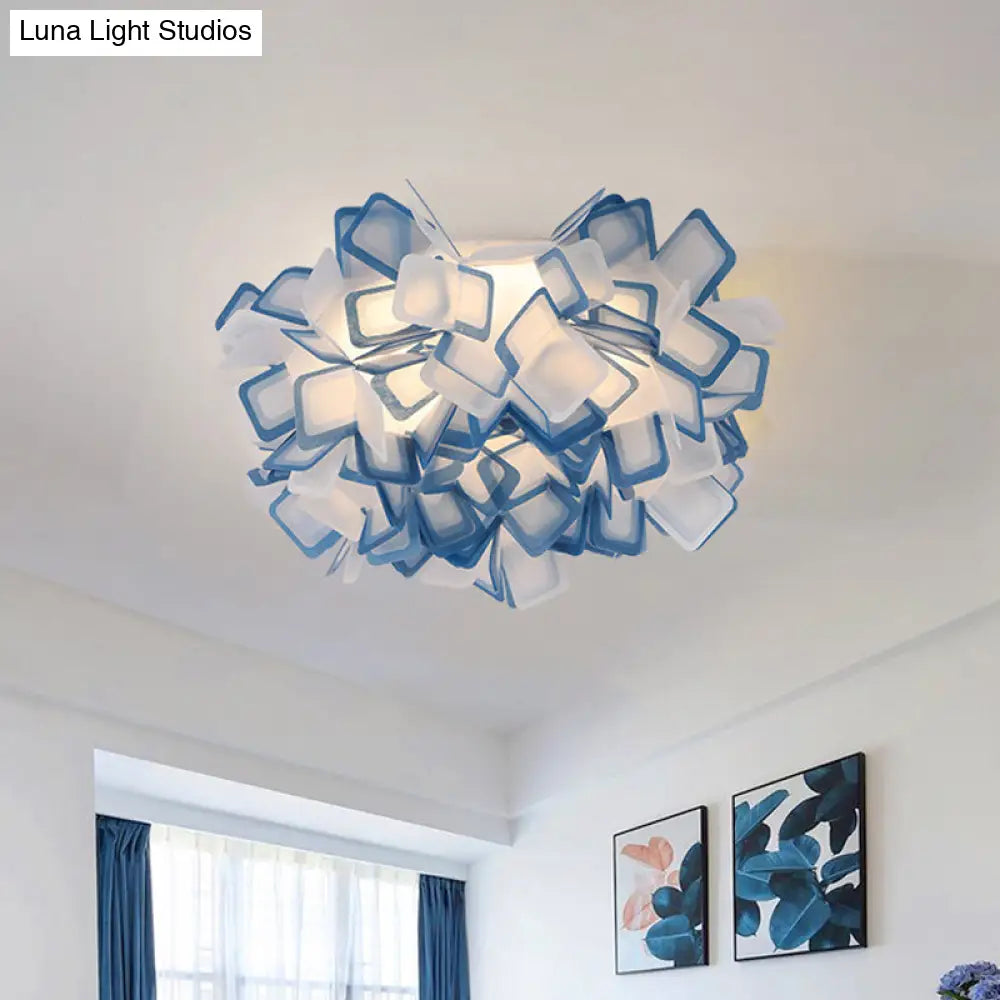 Art Deco Sinuous Flushmount Led Bedroom Light With Acrylic Shade