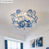 Art Deco Sinuous Flushmount Led Bedroom Light With Acrylic Shade