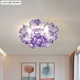 Art Deco Sinuous Flushmount Led Bedroom Light With Acrylic Shade