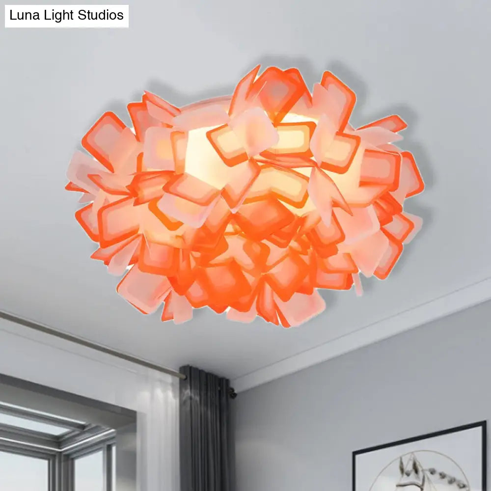 Art Deco Sinuous Flushmount Led Bedroom Light With Acrylic Shade