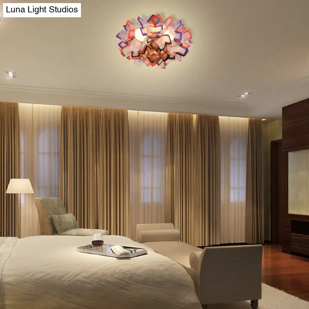 Art Deco Sinuous Flushmount Led Bedroom Light With Acrylic Shade