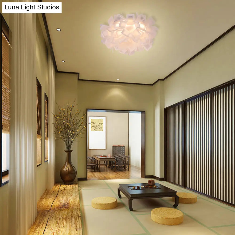 Art Deco Sinuous Flushmount Led Bedroom Light With Acrylic Shade