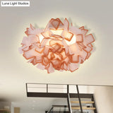 Art Deco Sinuous Flushmount Led Bedroom Light With Acrylic Shade