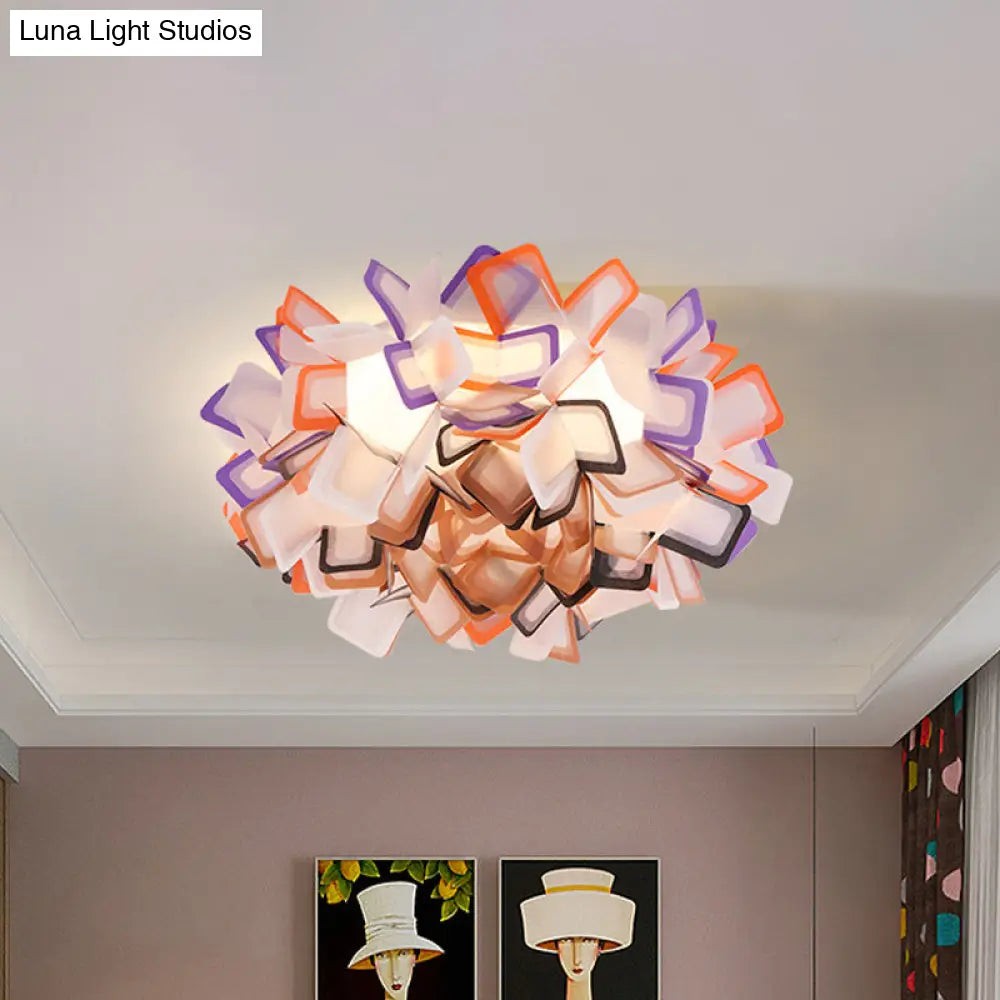 Art Deco Sinuous Flushmount Led Bedroom Light With Acrylic Shade