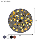Art Deco Terrazzo Led Wall Light: Black Red Blue Flush Mount Sconce For Living Room