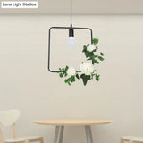 Artificial Flower Pendant With Loft Style Iron Frame - Triangle Round Square Design
