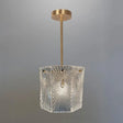 Artistic Clear Carved Glass Chandelier Light - Gold Drum Suspension For Dining Room / 8