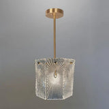 Artistic Clear Carved Glass Chandelier Light - Gold Drum Suspension For Dining Room / 8