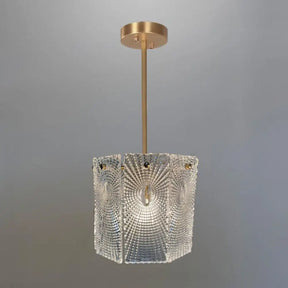 Artistic Clear Carved Glass Chandelier Light - Gold Drum Suspension For Dining Room / 8