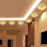 Artistic Crystal Flush Light Fixture - Contemporary Led Ceiling For Hallways Floral Shade Clear