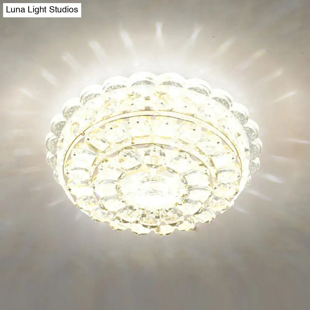 Artistic Crystal Led Flush Ceiling Light For Entryway
