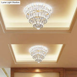 Artistic Crystal Led Flush Mount Fixture - Tiered Round Design For Corridor Clear