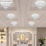 Artistic Crystal Led Flush Mount Fixture - Tiered Round Design For Corridor Clear / 8 White