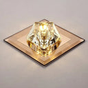 Artistic Gemstone Flush Ceiling Light With Led Crystal Corridor Accent Tan / Warm