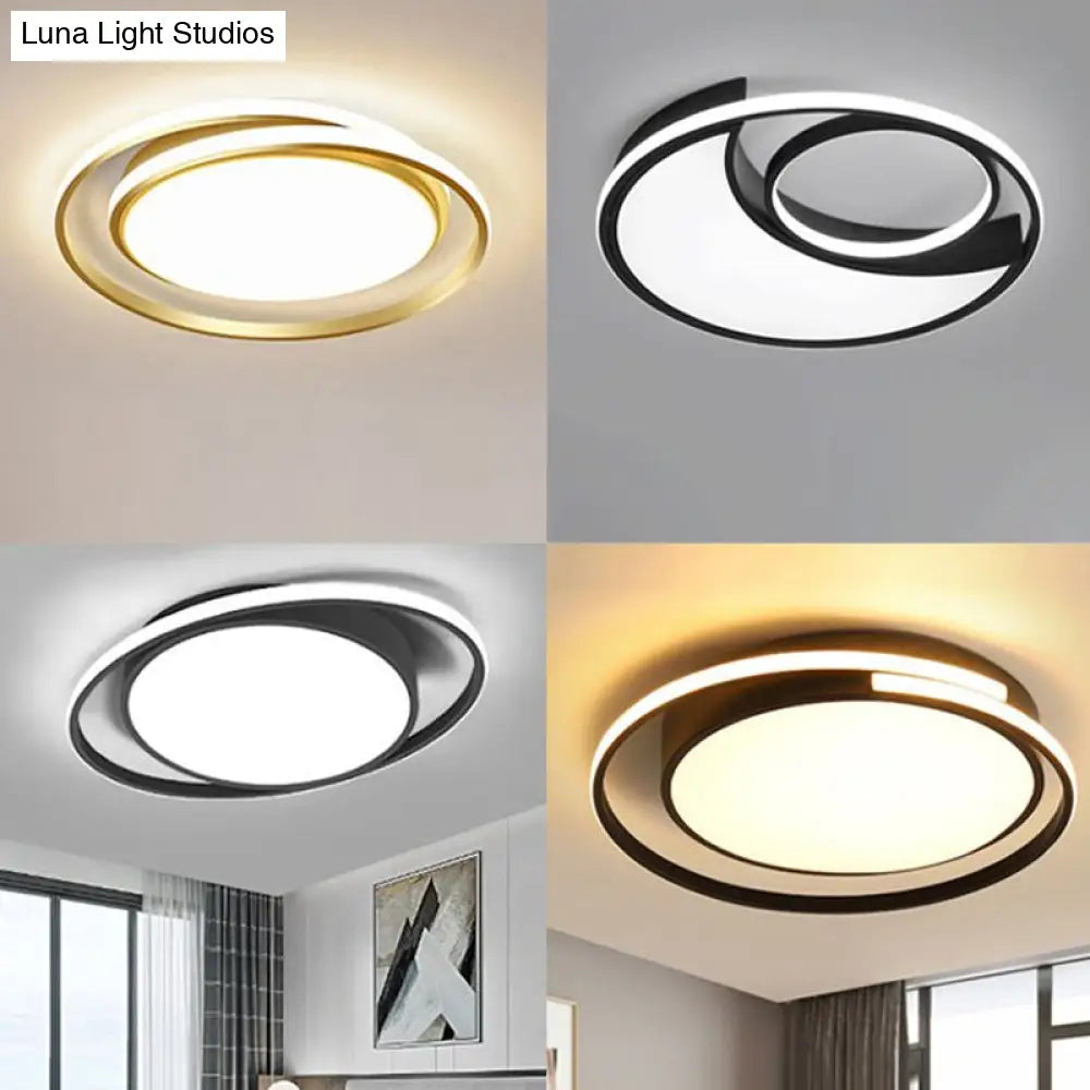 Artistic Led Flush Mount Ceiling Light In Black For Modern Living Room