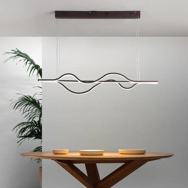 Artistic Metal Dining Room Led Pendant Light Fixture With Flowing Shapes