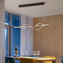 Artistic Metal Dining Room Led Pendant Light Fixture With Flowing Shapes Brown / Natural