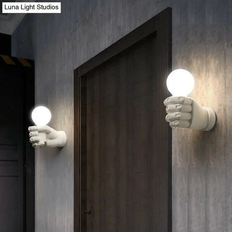 Artistic Resin Fist Wall Lamp Fixture: Unique 1 Bulb Mounted Lighting Perfect For Restaurants