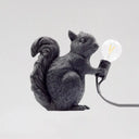 Artistic Squirrel Night Table Lamp - Resin Single-Bulb Childrens Bedside Light Grey