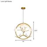 Artistic Tree Led Suspension Light In Metallic Gold With Firefly Shade - Dining Room Chandelier