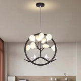 Artistic Tree Led Suspension Light In Metallic Gold With Firefly Shade - Dining Room Chandelier