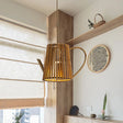 Asia 1-Head Bamboo Teapot Ceiling Lamp: Khaki Hanging Light Fixture For Living Room