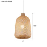 Asia Bamboo Pendant Lamp - 1-Light Beige Suspended Fixture For Dining Room