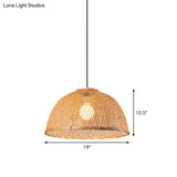 Asia Bamboo Pendant Lamp - 1-Light Beige Suspended Fixture For Dining Room