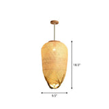Asia Bamboo Weave Pendant Light Fixture - Restaurant Ceiling Lamp Beige Shade / F