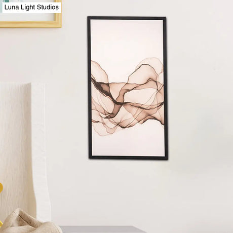 Asia Led Mural Lamp - Acrylic Black Rectangle With Smoke Pattern Wall Mount Light Fixture